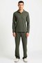 Men's Polo Neck Long Sleeve Regular Fit Textured Knitted Pajama Set - 3