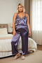 Women's V-Neck Long Sleeve Regular Fit Satin Woven Pajama Set Functional Durable Comfortable - 5