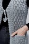Women's Angora Silvery Wool Knitted Pocketed Mother Knitwear Vest - 4