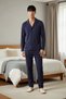 Men's Apache Collar Standard Sleeve Long Sleeve Embroidered Pajama Set Regular Fit Stylish 100% Cotton - 4