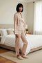 Women's V-Neck Standard Sleeve Relaxed Fit Long Sleeve Woven Pajama Set - 5