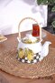 Miss Betty Linda Wicker Handle Patterned Porcelain Plant Teapot Single Teapot