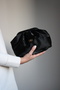 Alara Women's Black Reflective Satin Suede Soft Faux Leather Strap Clutch Portfolio Daily - 2