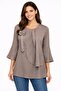 Women’s Elegant Tunic Top with Bow Detail & Layered Front – 3/4 Bell Sleeves, Soft Woven Fabric