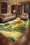 Mosso Green Tones Tiger in the Forest Pattern Woven Base Modern Decorative Carpet Mosso2155 - 2