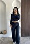 Irmak Suit with Gathered Sides - Navy Blue Navy Blue - 2