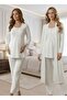 New Season Ecru 100% Cotton Special Design Long Sleeve Maternity Pajama Set - 2