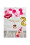 Lip and Lipstick Themed Birthday Set - Lip Foil Balloon Lipstick Foil Balloon Gold Happy Lettering 1 Year Old