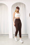 Women's Brown High Waist Jogger Sweatpants - 2
