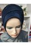 Navy Blue Seamless Detailed Model Ready-To-Wear Turban Ready-To-Wear Shawl Evening Dress Shawl Veil