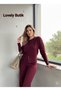 Silver Metal Buttoned Sleeve and Waist Detailed Knitwear Set - Wide Leg Cool Two-Piece Set