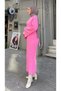 Women's Clothing Pink Pearl Knitwear Long Dress
