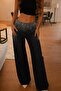 Belt Stone Detail Black Wide Leg Baggy Jeans - 2