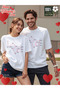 Double Matching Set 1 Men's Model Valentine's Day Printed Relaxed Fit T-shirt