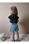 Girl's Black Leopard Print Denim Shorts Set - 4