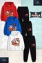 Children's Unisex Santa Claus with Deer Printed Hooded Sweatshirt and Tracksuit 3-Piece Set