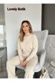 Silver Metal Buttoned Sleeve and Waist Detailed Knitwear Set - Wide Leg Cool Two-Piece Set - 4
