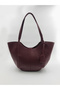 Women's Faux Leather Shoulder Bag with 3 Compartments, Large Size, Stylish Design Burgundy Shoulder Bag