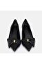 Large Size Women's Stiletto Thick Heel 5.5cm Black Leather - 4