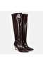 Large size women's boots 41-42-43-44- brown shiny - 2