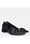 Large Size Women's Stiletto Thick Heel 5.5cm Black Leather - 3