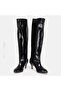 Large size women's boots 41-42-43-44-black shiny - 2