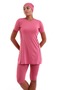Short-Sleeved Semi-Covered Hijab Swimwear with Built-In Bra Pads Available. - 2