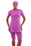 Women's Short Sleeve Closed Hijab Swimsuit (Built-In Chest Pad Available Inside) - 3