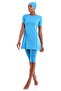 Short-Sleeved Semi-Covered Hijab Swimwear with Built-In Bra Pads Available. - 4