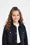 Girls' Jean Set with Black Butterfly Embroidered Button-Down Jacket and Pants 23445 - 3