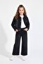 Girls' Jean Set with Black Butterfly Embroidered Button-Down Jacket and Pants 23445 - 4