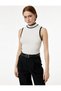 Slim Fit Mock Neck Sleeveless Knitwear Blouse with Contrast Color Detail