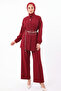 Brooch Detailed Hijab Double Set N7178 Burgundy - 3