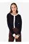 Gold Button Detailed Knitwear Cardigan - Navy Blue - - 2