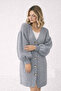 Women's Gray Brioche Knit Oversized Long Cardigan - 2