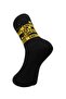 Men's Caution Patterned Corded Fabric Socks Black - 3