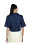 Women Navy Short Sleeved Cropped Blazer Jacket - 3