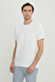 Men's Ecru Cotton Slim Fit Slim Fit Crew Neck Jacquard Stretch T-Shirt