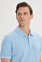 Men's Light Blue Slim Fit Slim Fit 100% Cotton Polo Neck T-Shirt - 4