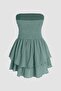 Strapless Ruffle Back Gips Mini Dress - 2