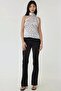 Asymmetric Collar Satin Printed Polka Dot Blouse - 5