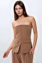 Strapless Buttoned Front Woven Top