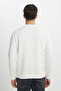 Regular Fit Regular Cut Crew Neck Off White Sweatshirt - 5