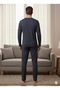 Men's Long Sleeve Navy Blue Pajama Set - 4