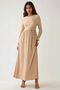 Rochie maxi texturată cu guler rotund - 3