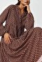 Patterned Modest V-Neck Dress - 4