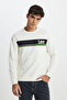 Regular Fit Regular Cut Crew Neck Off White Sweatshirt