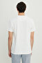 Men's Ecru Cotton Slim Fit Slim Fit Crew Neck Jacquard Stretch T-Shirt - 5