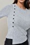 Button Front Long Sleeve Slim Fit Top - 3