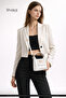 Wrinkled Textured White Shk214 Bow Detail, Single Compartment with Snap Fasteners, Crossbody Strap Hand, Arm and Shoulder Bag - 8